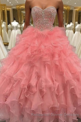 Ball Gown Sweetheart Floor-Length Organza Evening Dresses With Beading